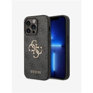 Guess PU 4G Metal Logo Zadní Kryt pro iPhone 15 Pro Grey obraz