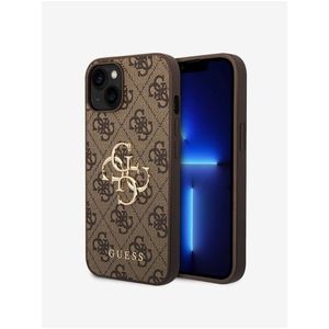 Guess PU 4G Metal Logo Zadní Kryt pro iPhone 15 Brown obraz