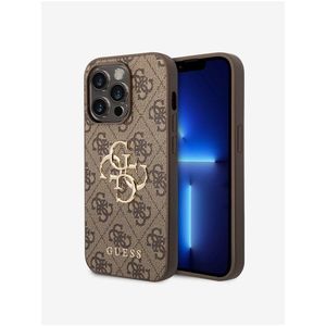 Guess PU 4G Metal Logo Zadní Kryt pro iPhone 15 Pro Brown obraz