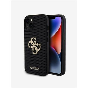 Guess PU Perforated 4G Glitter Metal Logo Zadní Kryt pro iPhone 15 Black obraz