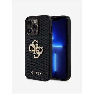 Guess PU Perforated 4G Glitter Metal Logo Zadní Kryt pro iPhone 15 Pro Black obraz