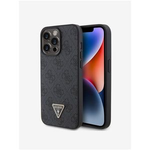 Guess PU 4G Strass Triangle Metal Logo Zadní Kryt pro iPhone 15 Pro Max Black obraz