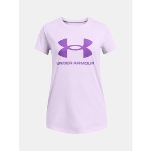 Under Armour UA Crop Sportstyle Logo SS Triko dětské Fialová obraz