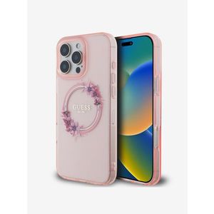 Guess IML Flowers Ring MagSafe iPhone 16 Pro Max Pink Obal na telefon Fialová obraz