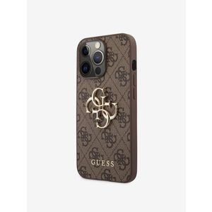 Guess PU 4G Metal Logo Zadní Kryt pro iPhone 13 Pro Max Brown Obal na telefon Fialová obraz