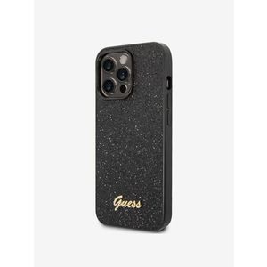 Guess PC/TPU Glitter Flakes Metal Logo Zadní Kryt pro iPhone 14 Pro Black Obal na telefon Fialová obraz