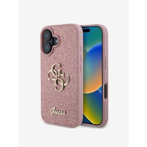 Guess PU Fixed Glitter 4G Metal Logo Zadní Kryt pro iPhone 16 Pink Obal na telefon Fialová obraz