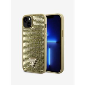 Guess Rhinestones Triangle Metal Logo Kryt pro iPhone 15 Gold Obal na telefon Fialová obraz