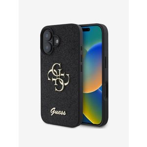 Guess PU Fixed Glitter 4G Metal Logo Zadní Kryt pro iPhone 16 Plus Black Obal na telefon Fialová obraz