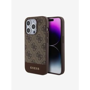 Guess PU 4G Stripe MagSafe Zadní Kryt pro iPhone 15 Pro Brown Obal na telefon Fialová obraz