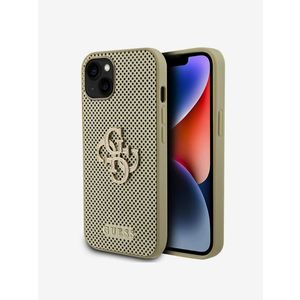 Guess PU Perforated 4G Glitter Metal Logo Zadní Kryt pro iPhone 15 Gold Obal na telefon Fialová obraz