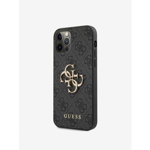 Guess PU 4G Metal Logo Zadní Kryt pro iPhone 12 Pro Max Grey Obal na telefon Fialová obraz