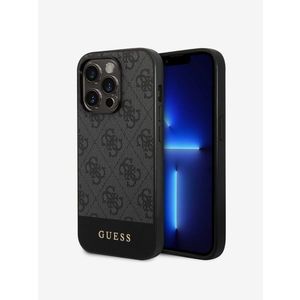 Guess PU 4G Stripe Zadní Kryt pro iPhone 14 Pro Max Grey Obal na telefon Fialová obraz