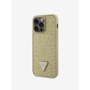 Guess Rhinestones Triangle Metal Logo Kryt pro iPhone 14 Pro Max Gold Obal na telefon Fialová obraz