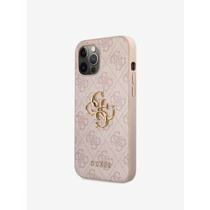 Guess PU 4G Metal Logo Zadní Kryt pro iPhone 12 Pro Max Pink Obal na telefon Fialová obraz