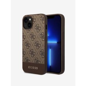 Guess PU 4G Stripe Zadní Kryt pro iPhone 14 Brown Obal na telefon Fialová obraz