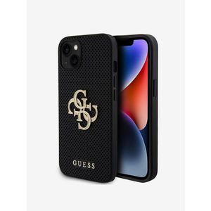 Guess PU Perforated 4G Glitter Metal Logo Zadní Kryt pro iPhone 15 Black Obal na telefon Fialová obraz