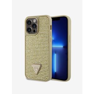 Guess Rhinestones Triangle Metal Logo Kryt pro iPhone 15 Pro Max Gold Obal na telefon Fialová obraz