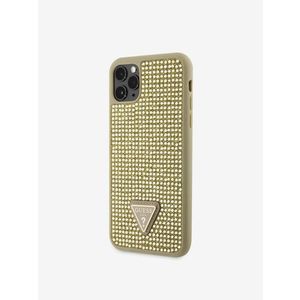 Guess Rhinestones Triangle Metal Logo Kryt pro iPhone 11 Pro Max Gold Obal na telefon Fialová obraz