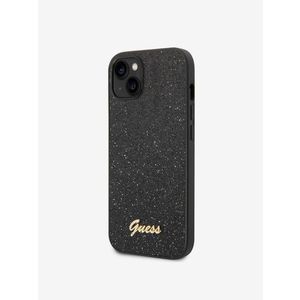 Guess PC/TPU Glitter Flakes Metal Logo Zadní Kryt pro iPhone 14 Black Obal na telefon Fialová obraz