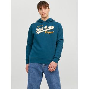 Modrá pánská mikina s kapucí Jack & Jones Logo - Pánské obraz