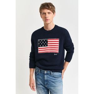 SVETR GANT FLAG INTARSIA C-NECK EVENING BLUE obraz