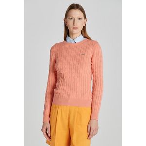 SVETR GANT STRETCH COTTON CABLE C-NECK PEACHY PINK obraz