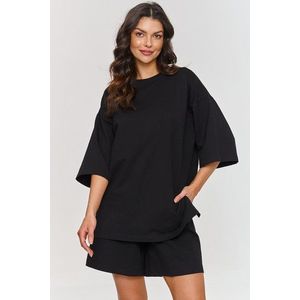 Oversize dámská souprava Makadamia T-shirt a kraťasy - černá Černá XL(42) obraz