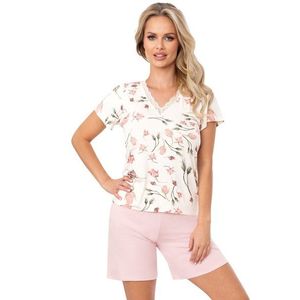 Dámské krátké pyžamo Donna Amaris - viskóza Ecru-růžová 2XL(44) obraz