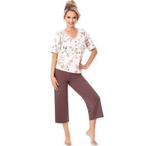 Dámské 3/4 pyžamo Donna Amaris - viskóza Ecru-Hnědá 2XL(44) obraz