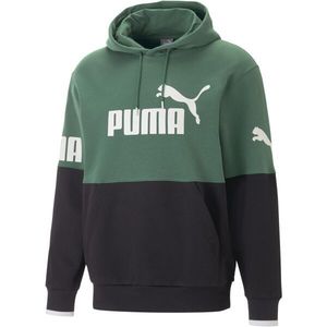 Puma POWER COLORBLOCK HOODIE Pánská mikina, zelená, velikost XXL obraz