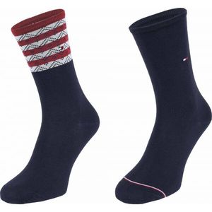 Tommy Hilfiger WOMEN SEASONAL TENCEL SOCK 2P FOLK STRIPE Dámské ponožky, tmavě modrá, velikost obraz